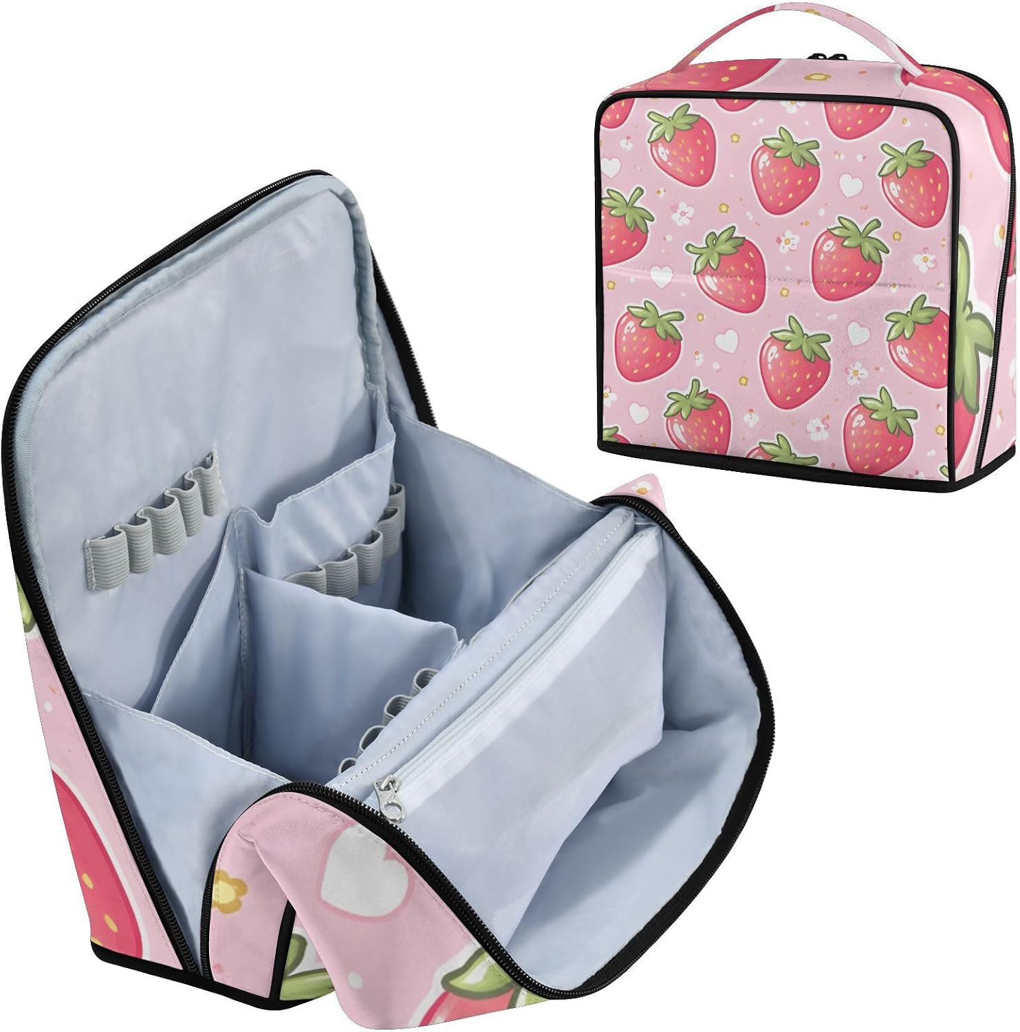 Red Strawberries Standing Makeup Bag