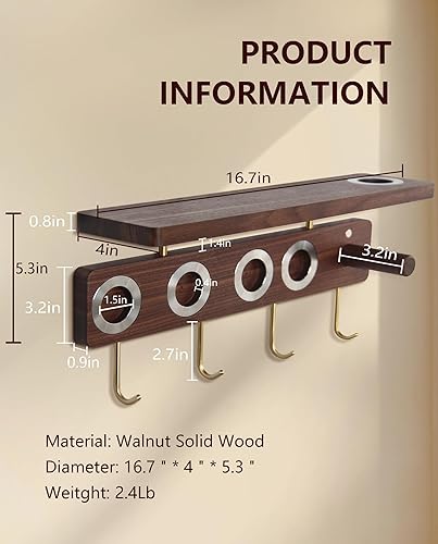 Miniatura 5 de Affogato Soporte de almacenamiento de nogal compatible con secador de pelo supersónico Dyson y accesorios, soporte de montaje en pared con