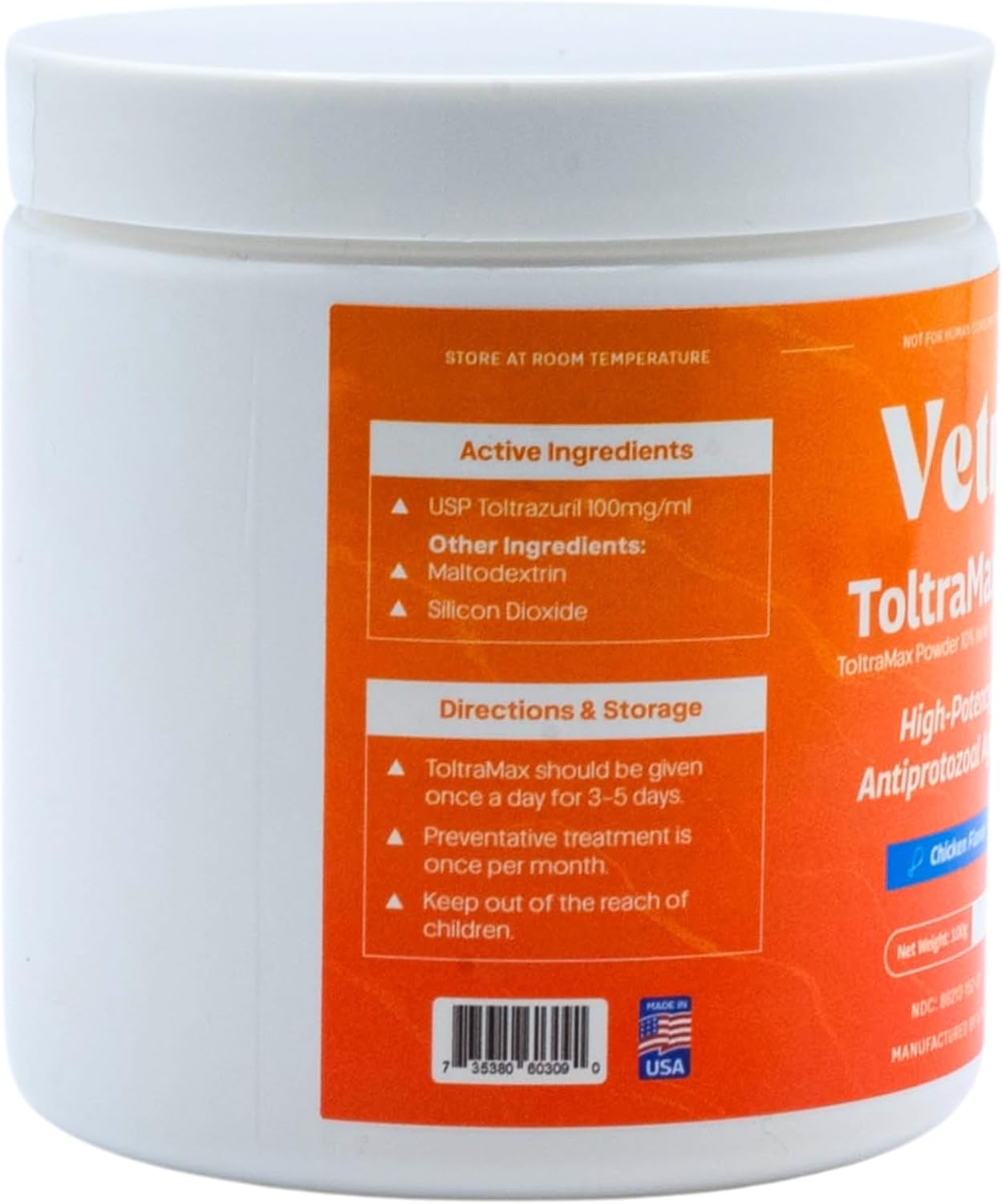 Vetr's Toltramax Toltrazuril Powder for Horses, Dogs, Cats, 100g (10.0%, Chicken)