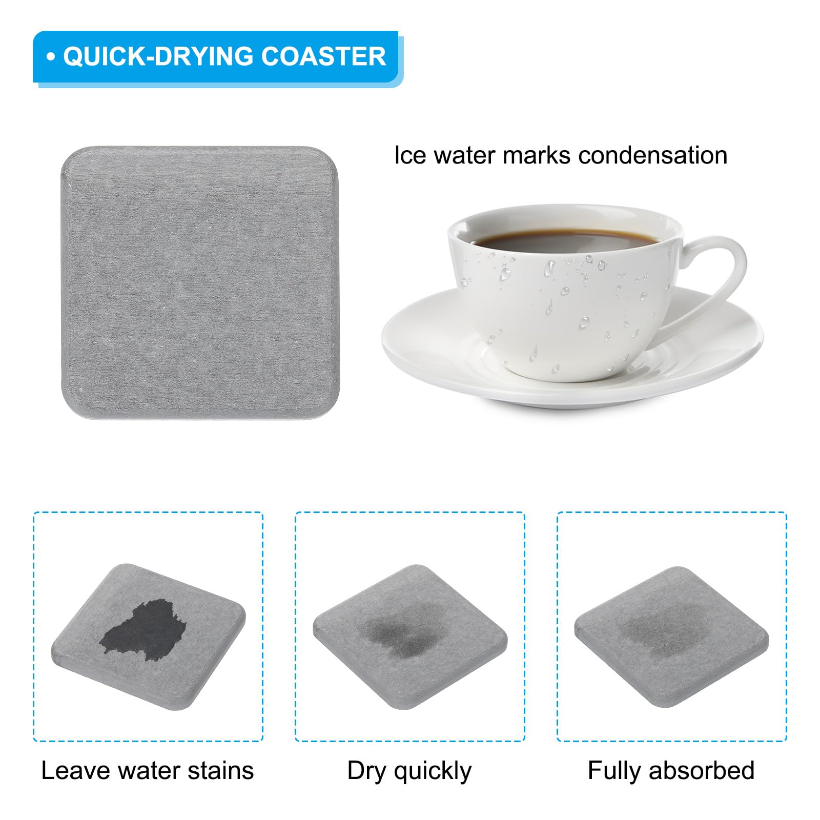 PATIKIL Square Diatomite Drink Coasters 4inch - Image 3
