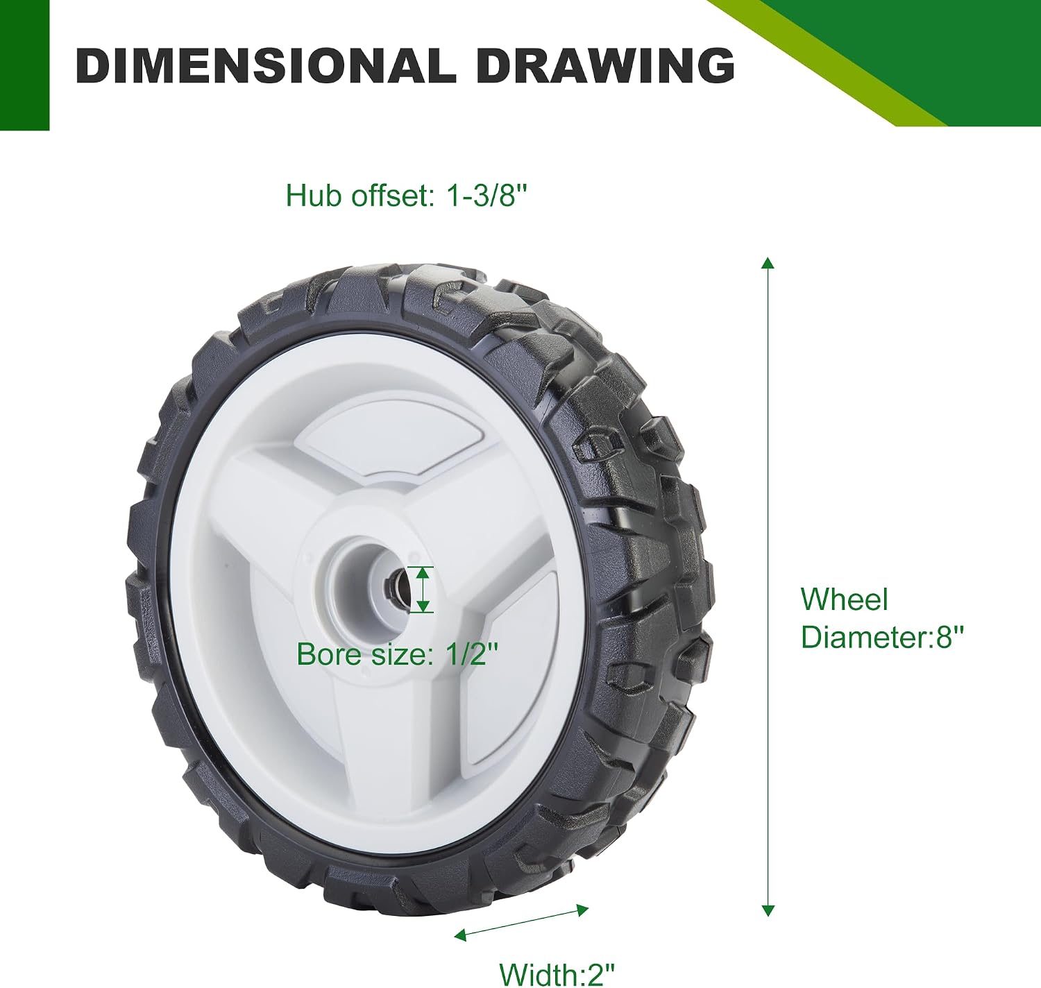 580365301 Drive Wheels 2 Pack for Husqvarna 593198101, 8 inch lawn mower wheels Compatible with Husqvarna Lawn Mower HU675AWD, HU700AWD, HU725AWD, HU800AWD, L321AH, LC221A, Craftsman GCV-160 Mower