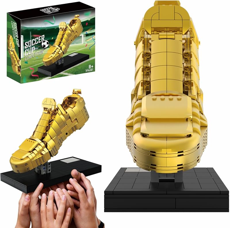 Gohero Golden Soccer Cleat Building Set for Adults & Kids 8+ (573 PCS) – Movable Tongue & Heel, Football Trophy Model Kit – Creative Desk Decor Collectible for Sports Fans – Birthday Gift