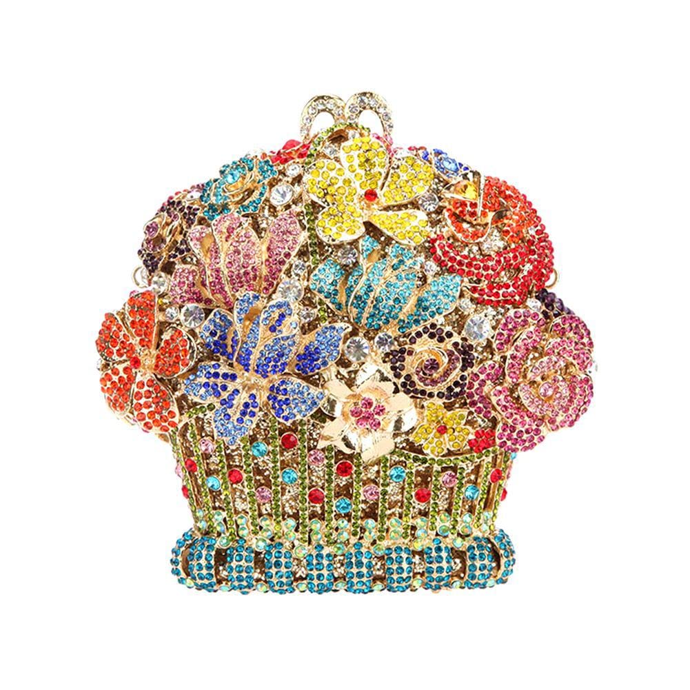 DEBIMY Basket Purse Sparkly Rhinestone Evening Clutch Wedding Party Cocktail Bags for Women Elegant Handbags Colorful