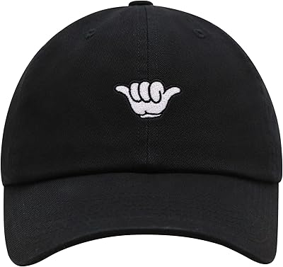 JPAK Shaka Cartoon Premium Dad Hat Embroidered Baseball Cap Surfing San Diego Black