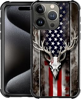 CARLOCA Compatible with iPhone 16 Pro Max Case,American Flag Camo Deer Skull 2 for Men Woman,Anti-Scratch Soft TPU Shockproof Unique Protective Cover Pattern Design