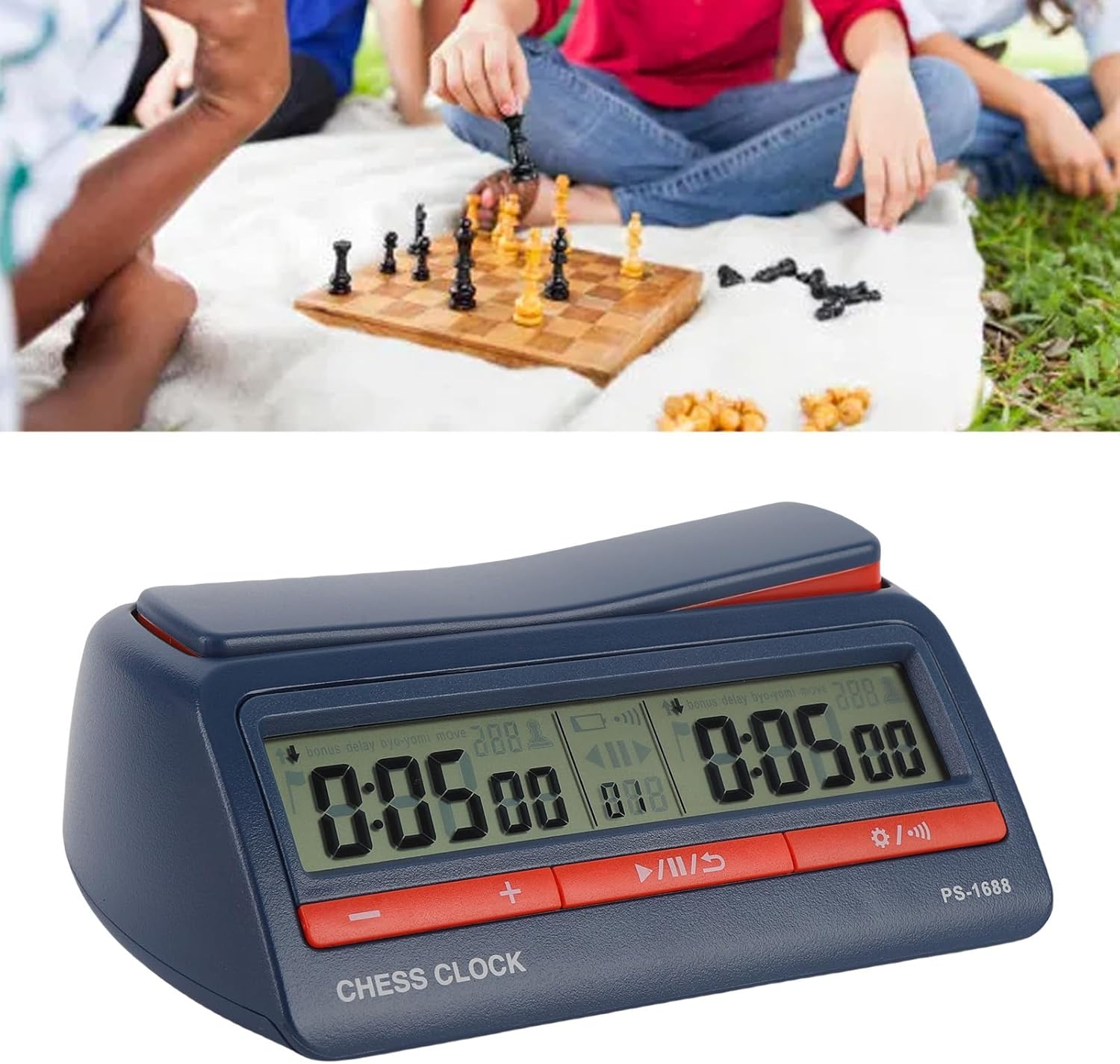 Digital Chess Timer, 8 Timing Rules Chess Clock, Memory Function Game Timer with 42 Customizable Options, Ideal for International Games & Tournaments