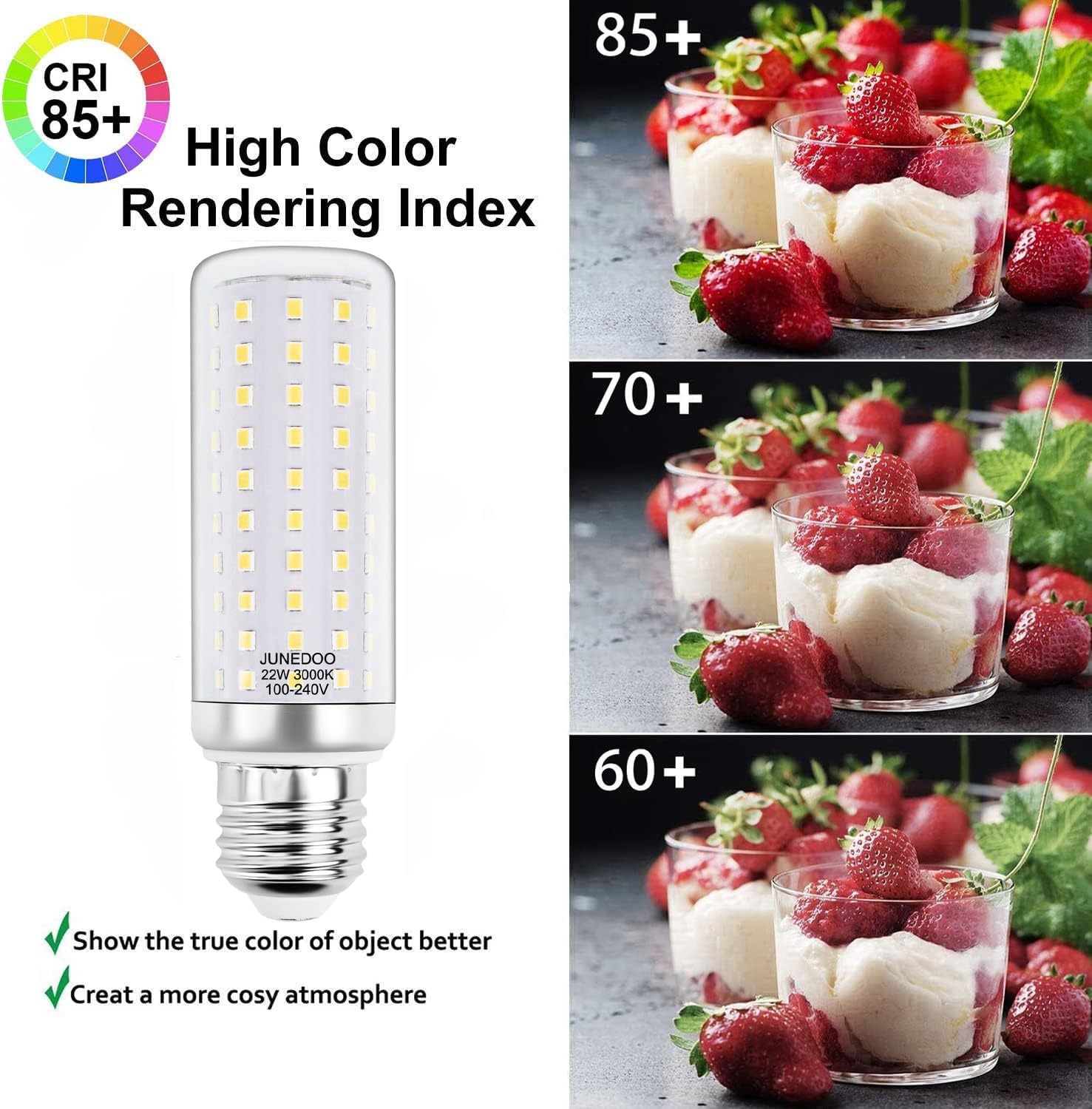 E26 LED Light Bulbs 22W, 3000K Warm White,Edison Screw Bulbs,180W Incandescent Bulbs Equivalent,2500Lm,Non Dimmable,Pack of 3