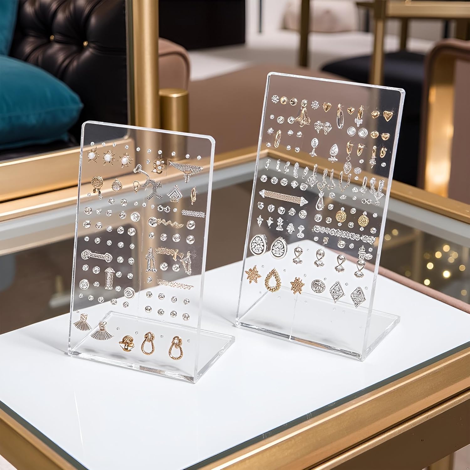 2Pcs 72-Slot Acrylic Earring Organizer - Jewelry Display Stand for Ear Studs and Hoops, Compact Jewelry Storage and Showcase for Home/Boutique Use