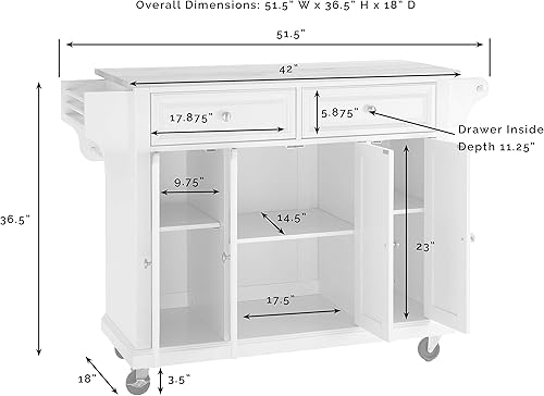 Vista 68 de Crosley Furniture isla de cocina con ruedas, Madera, Blanco