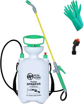 REALWORK 2pk 1-Gallon Handheld Tank Sprayer with Easy-Carry Shoulder Strap for Lawn, Garden, Yard, in Translucent White