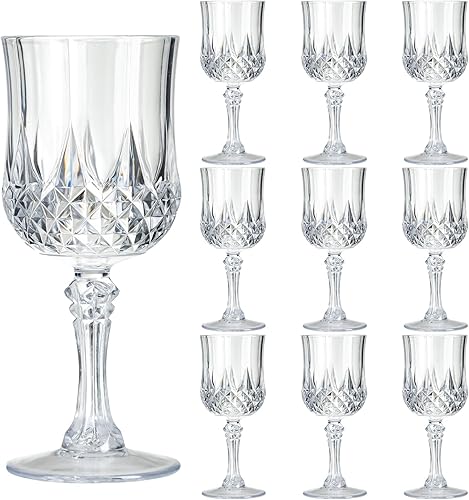 Miniatura 12 de 7 onzas de vasos de vino de plástico, 24 piezas de copas transparentes reutilizables vintage para champán, vasos de agua de cristal de plástico para