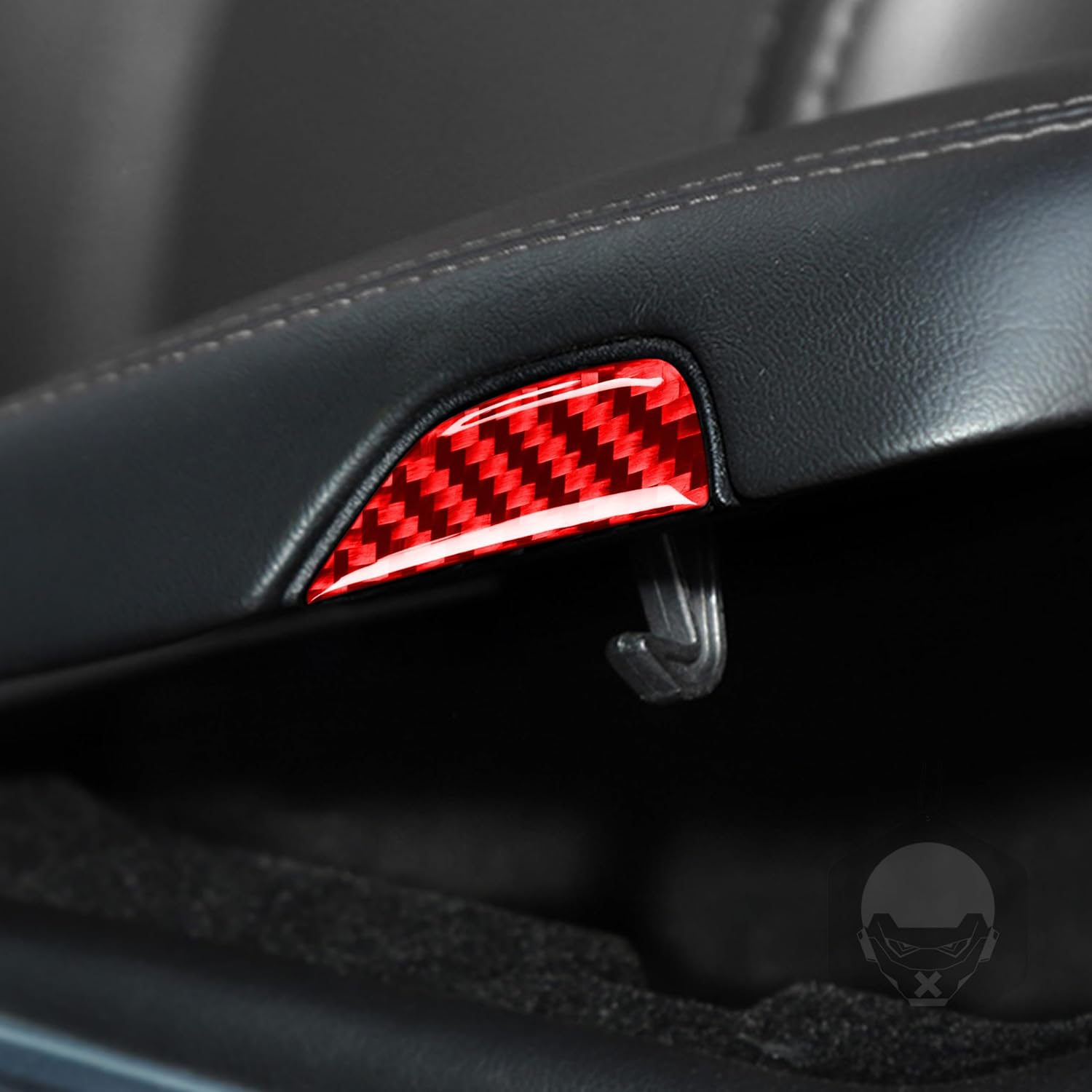 Real Soft 3K Red Carbon Fiber Car Center Console Armrest Storage Box Handle Switch Panel Trim Sticker Auto Interior Decoration Compatible with Dodge Challenger 2015-2023 Accessories image 3