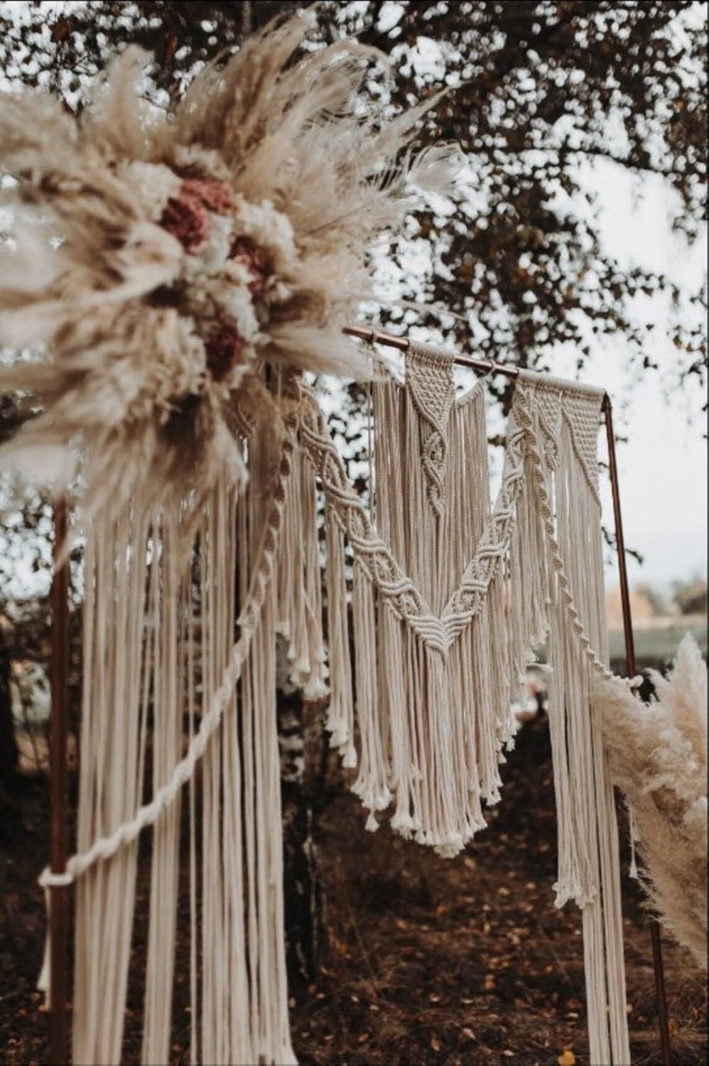 Boho Chic Macrame Curtain & Macrame Arch Bohemian Macrame Wedding Backdrop Decor Home Geometric Fiber Art Decor 59''W*78''L