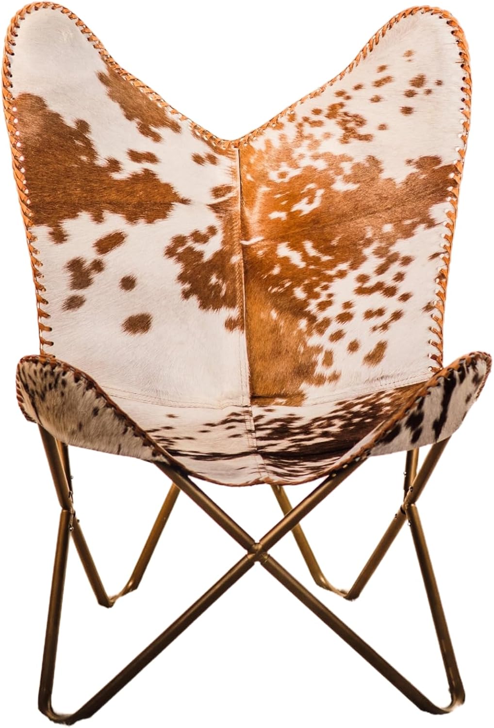 Handmade Cowhide Leather Butterfly Chair, Classic Vintage Lounge Accent Chair, Timeless Sling Seating for Living Room, Studio, or Reading Nook (Only Cover)