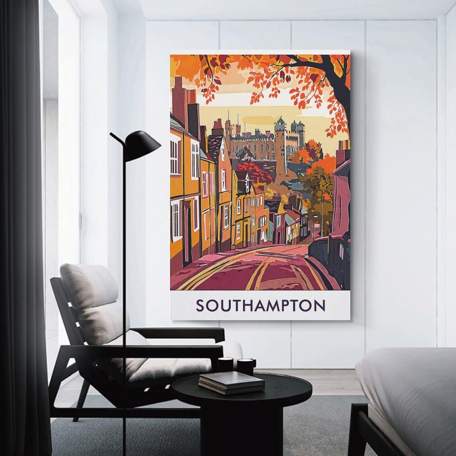 Junmoney Southampton Cityscape Canvas Art Print 20x30inch(50x75cm), for Front Hall, Corridor Or Welcome Spaces, Home Artwork for First Impressions