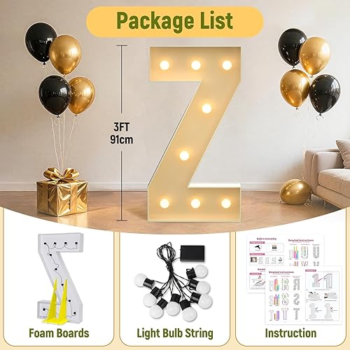 Miniatura 27 de Mixifox Letras V de marquesina de 3 pies, letras grandes iluminadas de 3 pies de alto con luces, letra de bebé grande para baby shower, boda