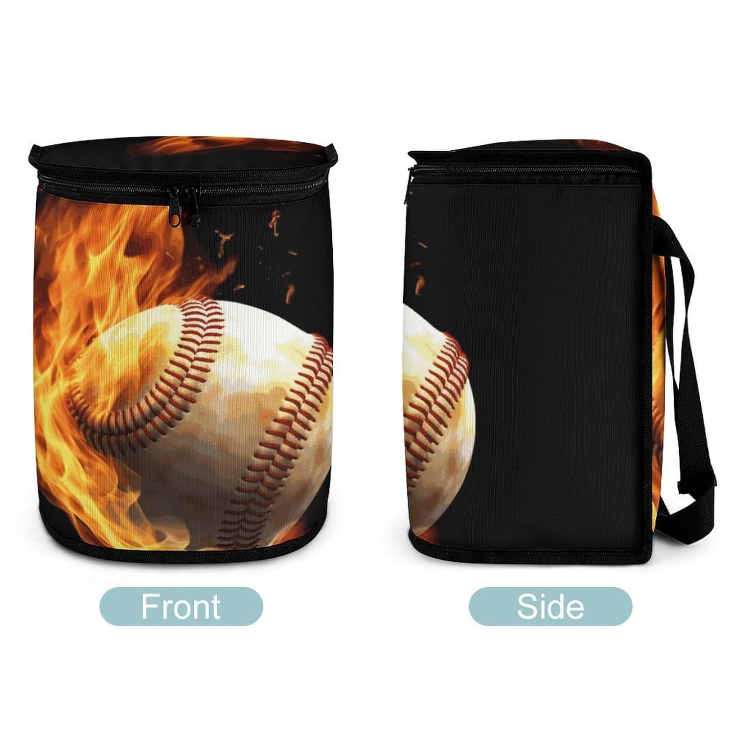 MUSM Leakproof Car Trash Can 2.5 Gallon, Durable Automotive Garbage Bag with Waterproof Liner, Fire Baseball Trash Bag for Car, Truck, RV & Bathroom