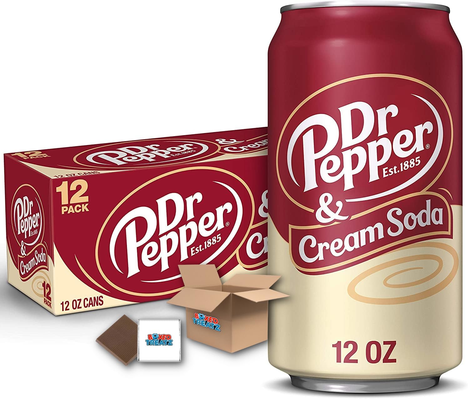 Dr Pepper | Cream Soda | 12x355ml Smooth Tasting Vanilla American Soda Drink Cans Boxed Treatz