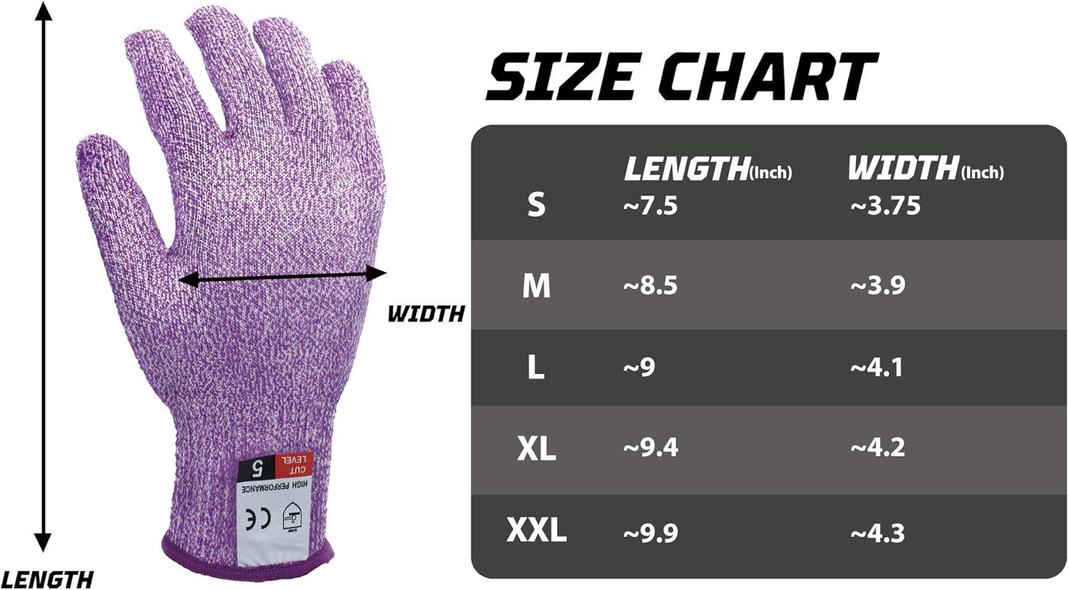 Guardnar Cut Resistant Gloves Food Grade Level 5 Hand Protection, Safety Kitchen Cut Gloves for Oyster Shucking, Wood Craving, Purple, M: Tools & Home Improvement