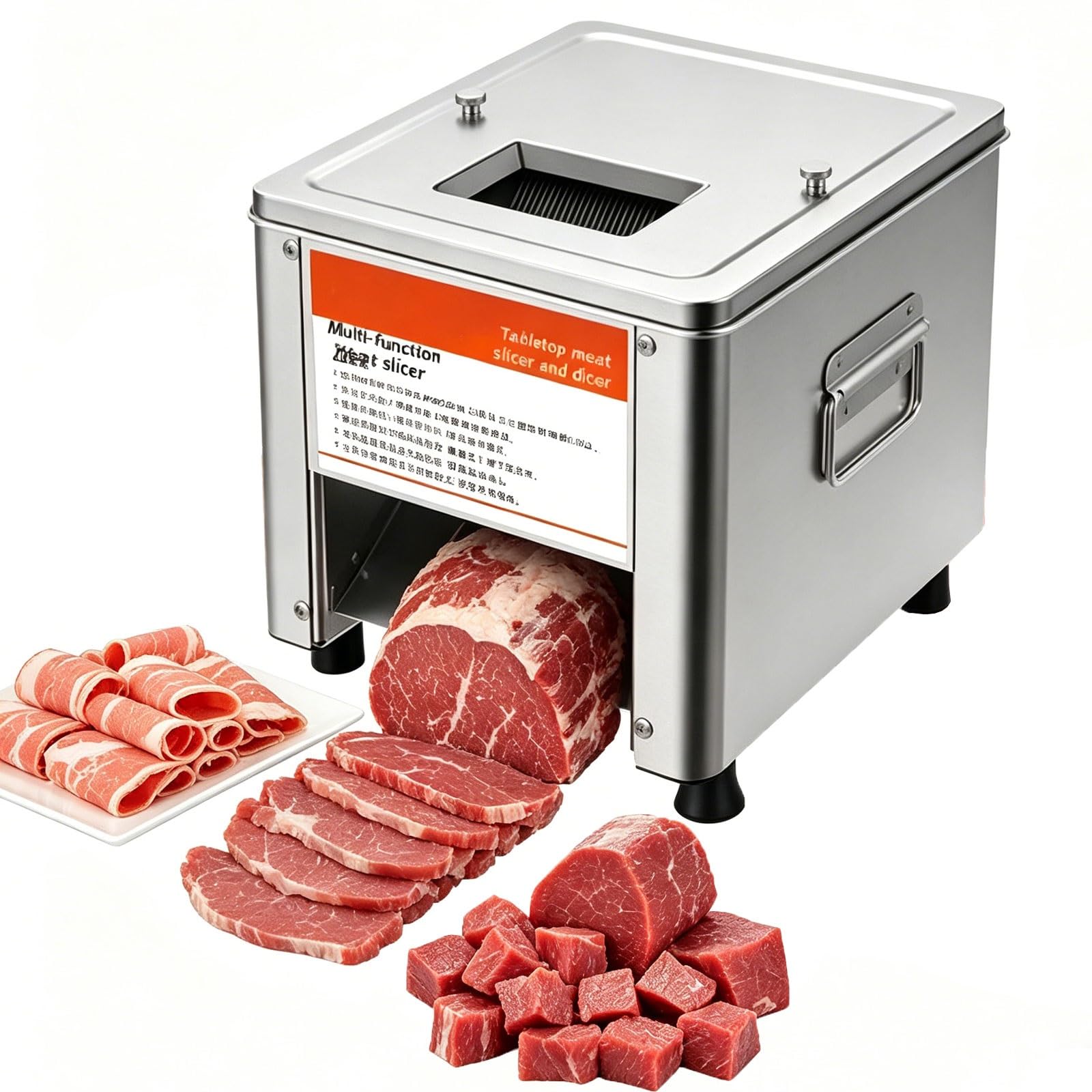 Komercyjna krajalnica do mięsa, 150 kg/h 850 W, nóż ze stali nierdzewnej do restauracji, kuchni, supermarketu, idealna do jagnięcego kurczaka wołowego