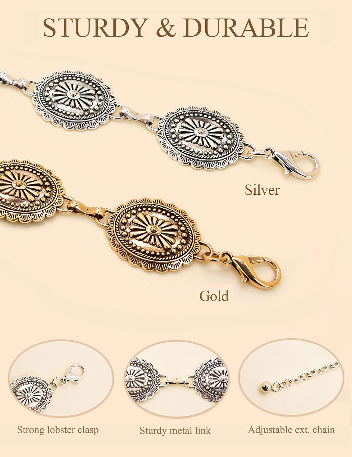TOPACC Metal Link Chain Belt for Women Waist Chains Chunky Thick Chain Belt for Dresses Jeans