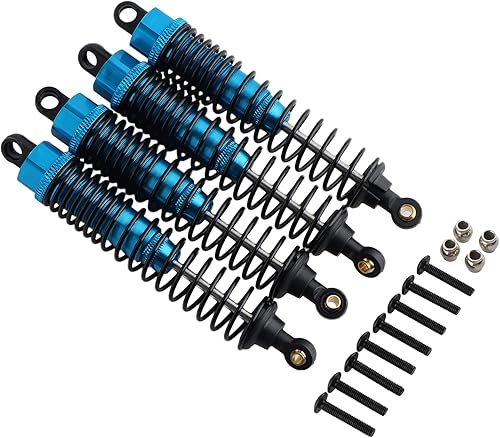 Miniatura 46 de 4 amortiguadores delanteros y traseros, suspensión ajustable de 3.858 in de aluminio para autos RC 1/10 HSP 94166 94106 94107 94155 94170 Buggy Rojo