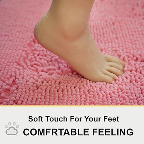 Miniatura 4 de Juego de 2 alfombras de baño de felpilla extra suave, ultra absorbente, alfombra de baño con parte inferior antideslizante de PVC resistente,