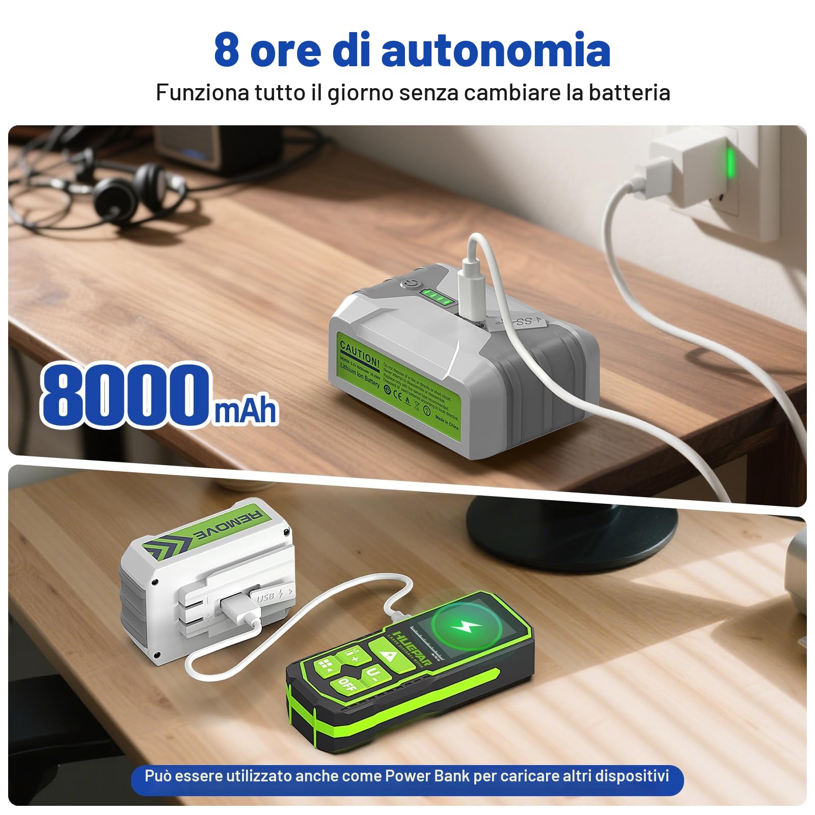 Huepar Pro Livella Laser Autolivellante Professionale 16 Linee, 4 X 360° Livello Laser Verde, Preciso Con Batteria agli Ioni di Litio da 8000mAh, Supporto Multifunzione e Custodia Rigida ZK04CG