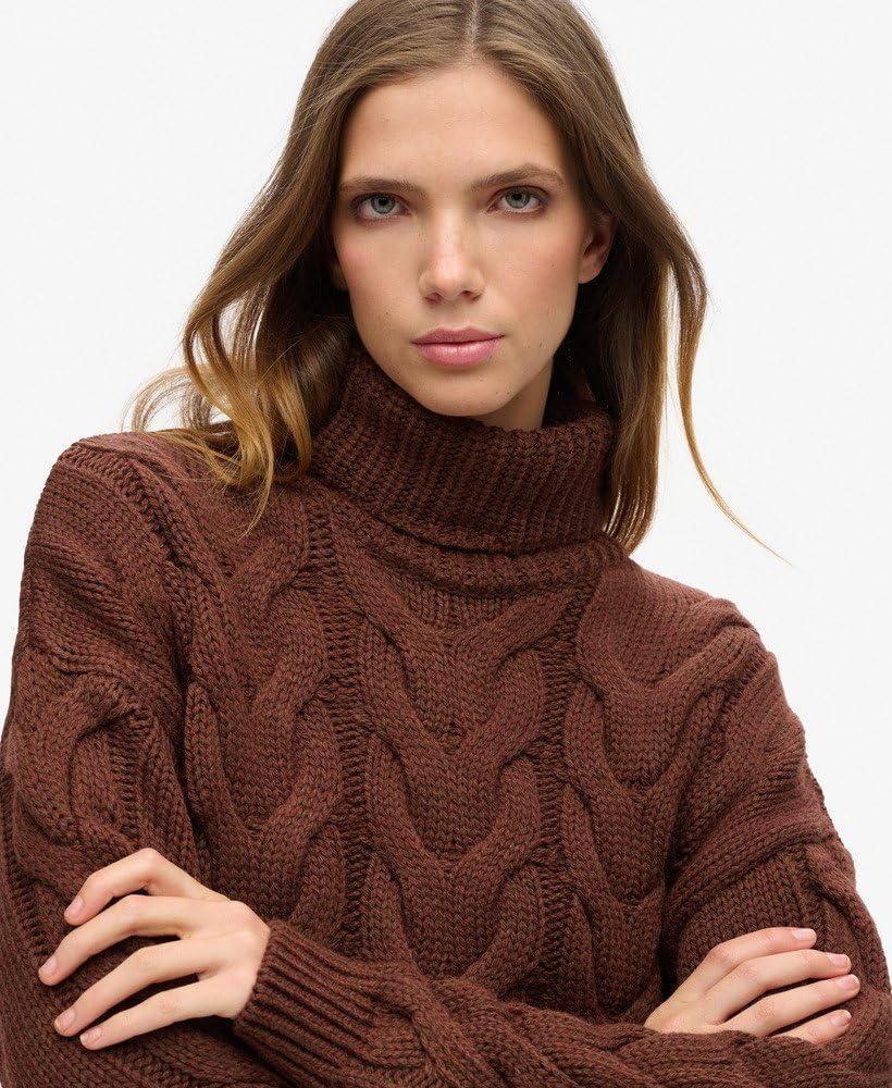 Superdry Damen Polopullover mit Ketten-Zopf-Muster