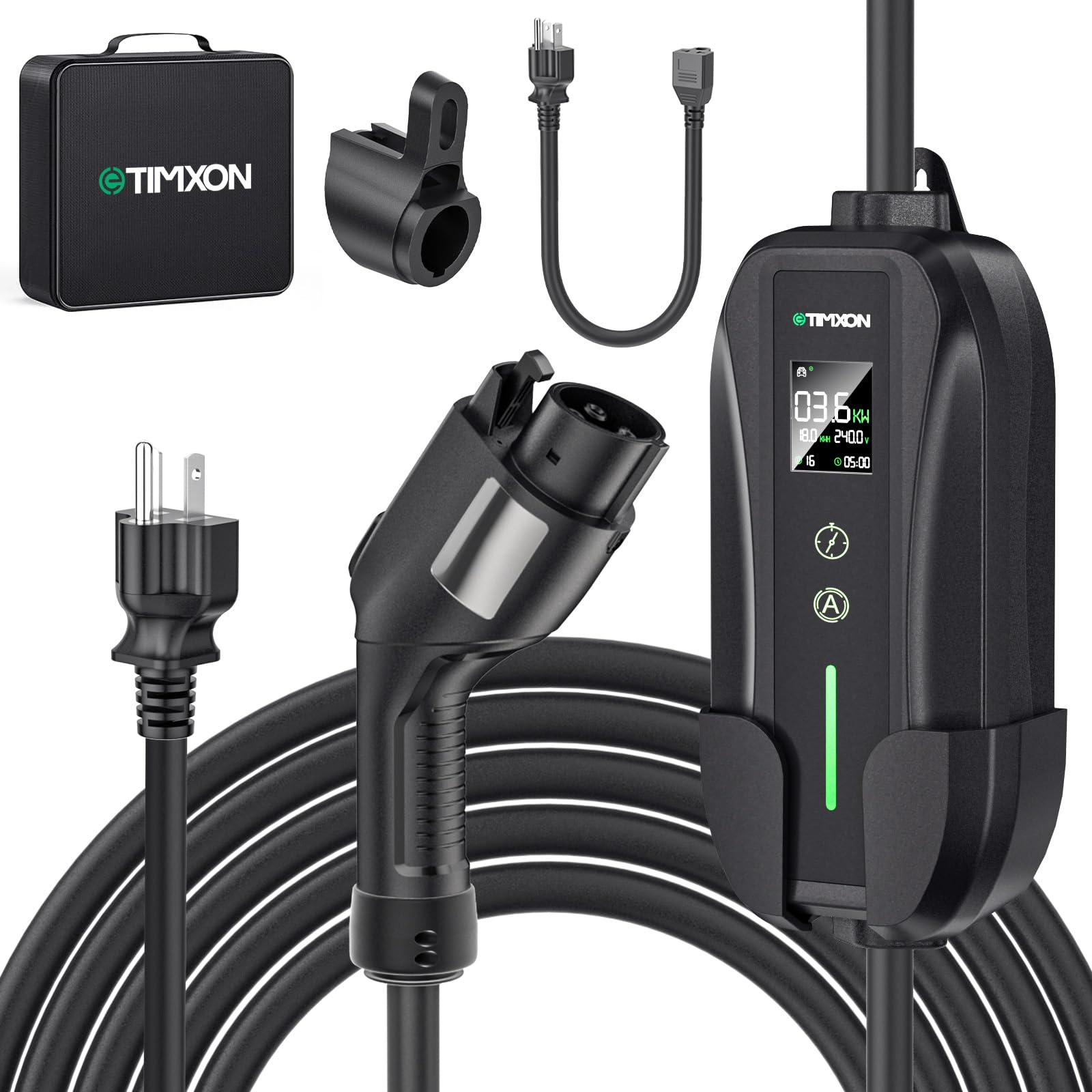 Photo 1 of 16A Level 1&2 EV Charger, ETL Certified Portable J1772 Electric Car Charger, Electric Vehicle Charging Station with 25FT Cord,120V/240V NEMA 6-20P Plug & 120V 5-15P Adapter for All J1772 EV Cars