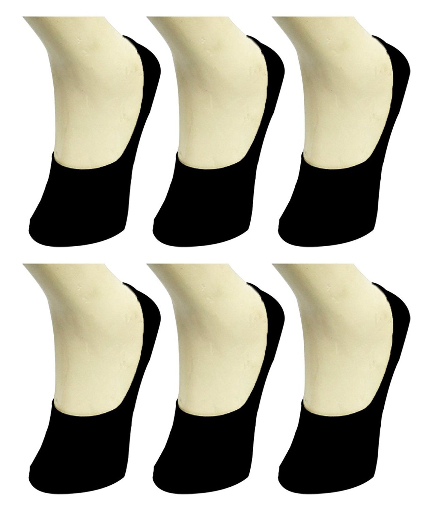 PinKitBlack Loafer Sock With Silicon Grip At Heels (Pack of 6 pair) Fits For Uk/Indian Size 4, 4.5, 5, 5.5,6,7,8,9, Black, 4, 4.5, 5, 5.5,6,7,8,9