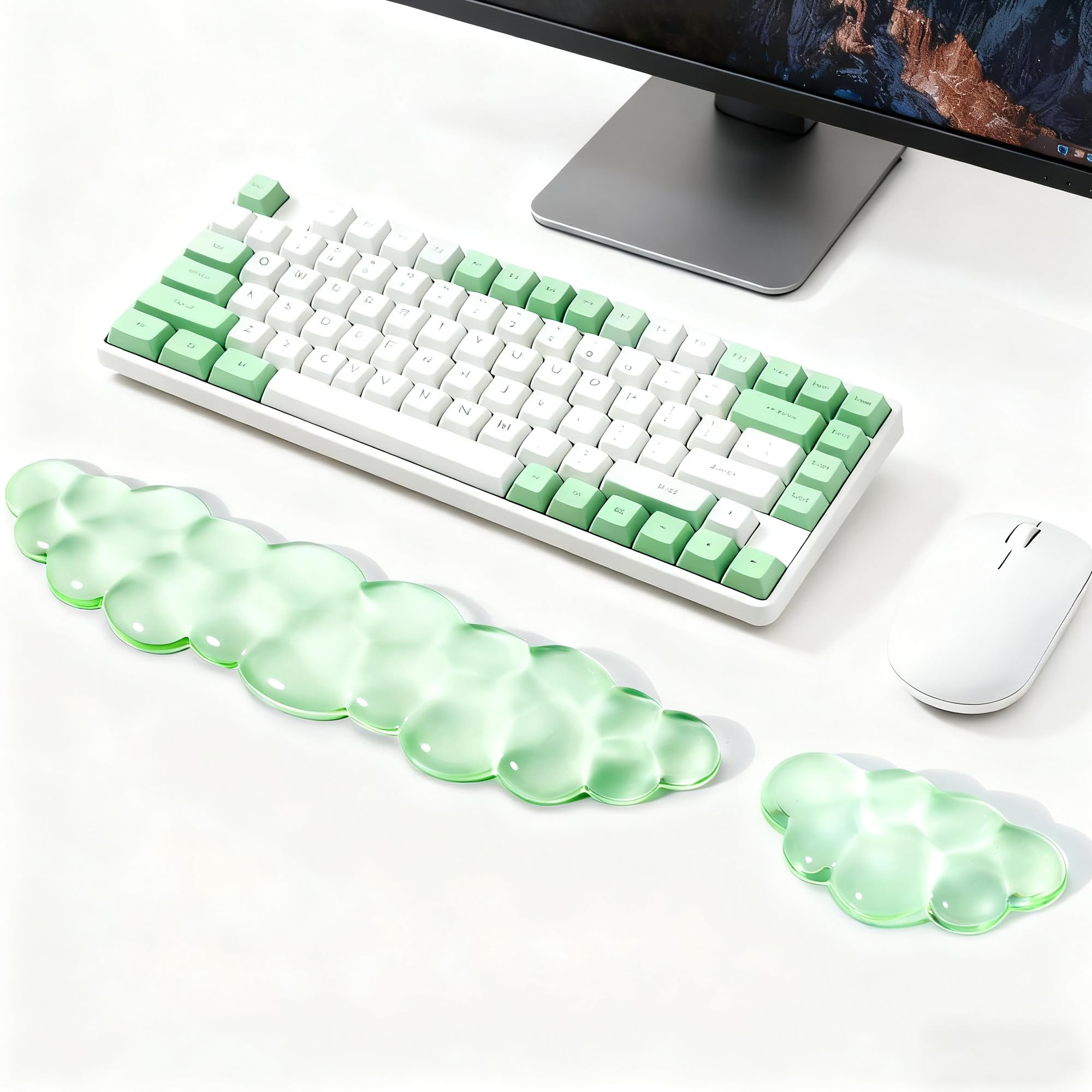 Gel Cloud Keyboard Wrist Rest Set,Green