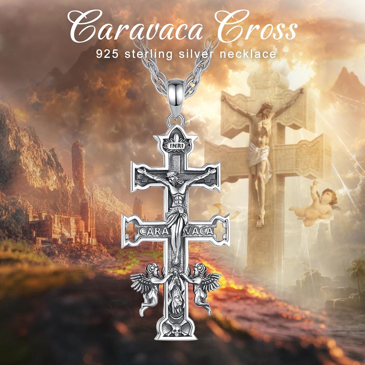 EUDORA 925 Sterling Silver St Benedict/St Michael/St Christopher/Archangel Raphael Gabriel Metatron/Virgin Mary/St Joseph/St Anthony Crucifix Pendant Bible Verse Prayer Necklace Jewelry for Men Women - Image 4