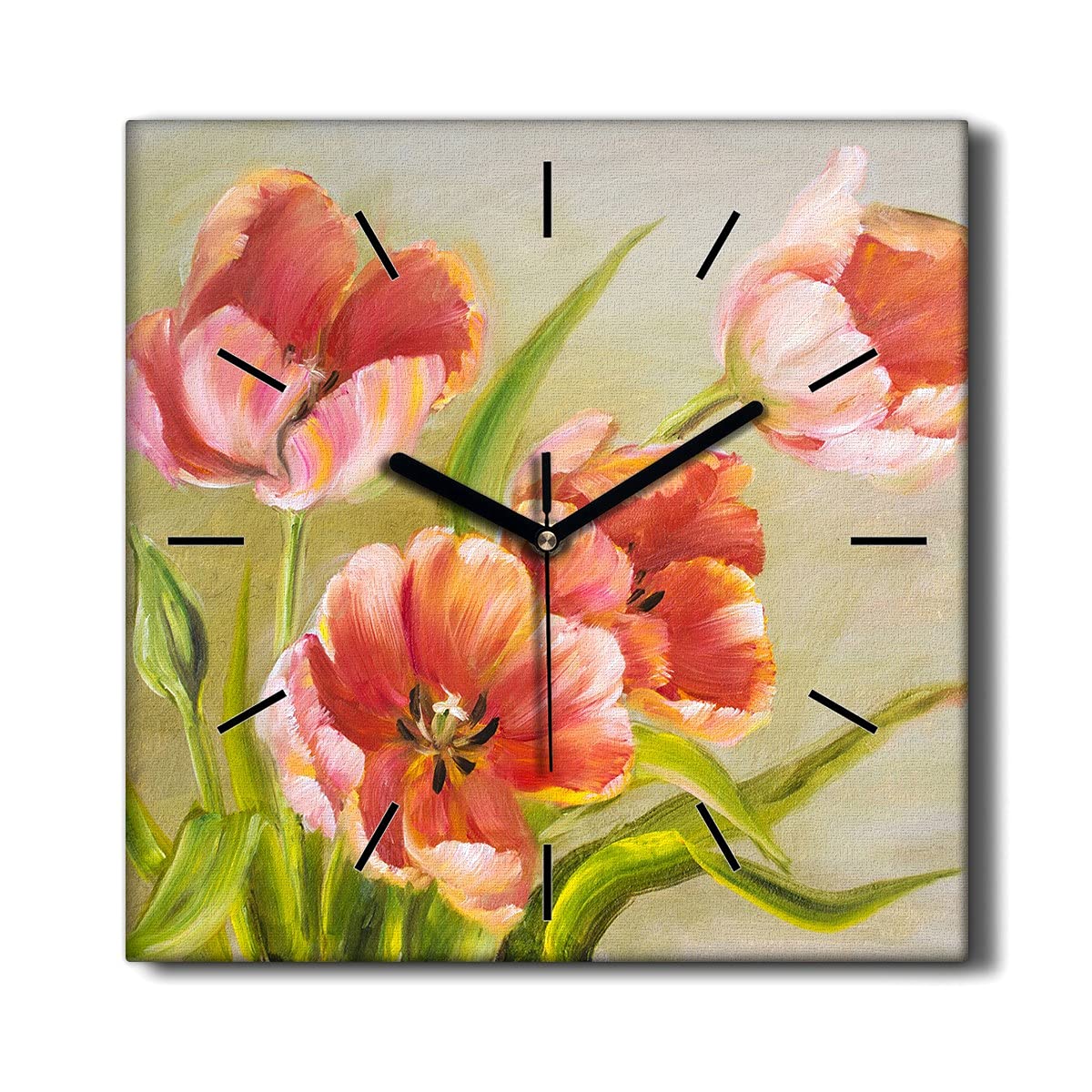 Horloge Murale Salon Végétale Toile Décorative Silencieuse pour une Ambiance Nature