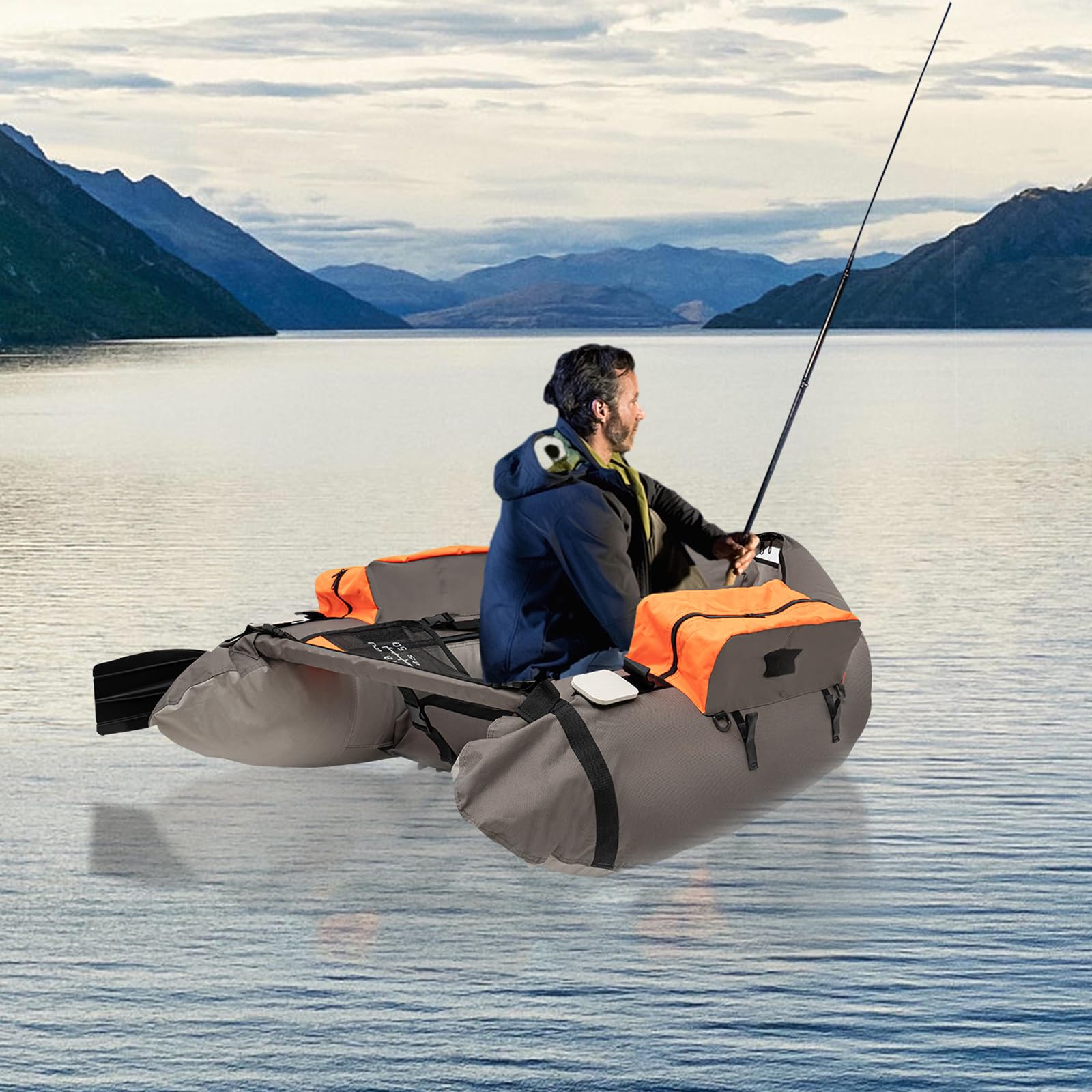 FXEIPOL Inflatable Fishing Boat 53.5 x 41.3 x 21In Outdoor Fishing Boat Portable Boat Raft with Hand Air Pump Fishing Boat for Fishing, Rafting, Exploring