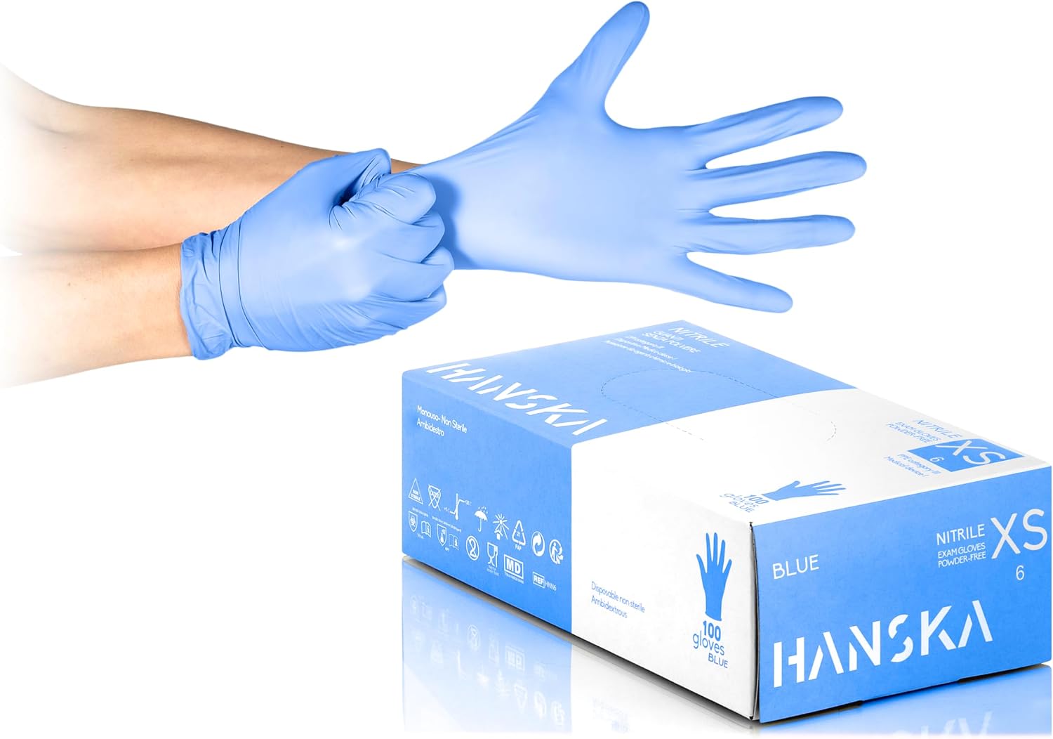 HANSKA Lot de Gants Jetables Nitrile Violet - Sans Poudre – Jetables - Ambidextres - Non stériles - Convient pour les milieux médicaux et la manipulation des aliments