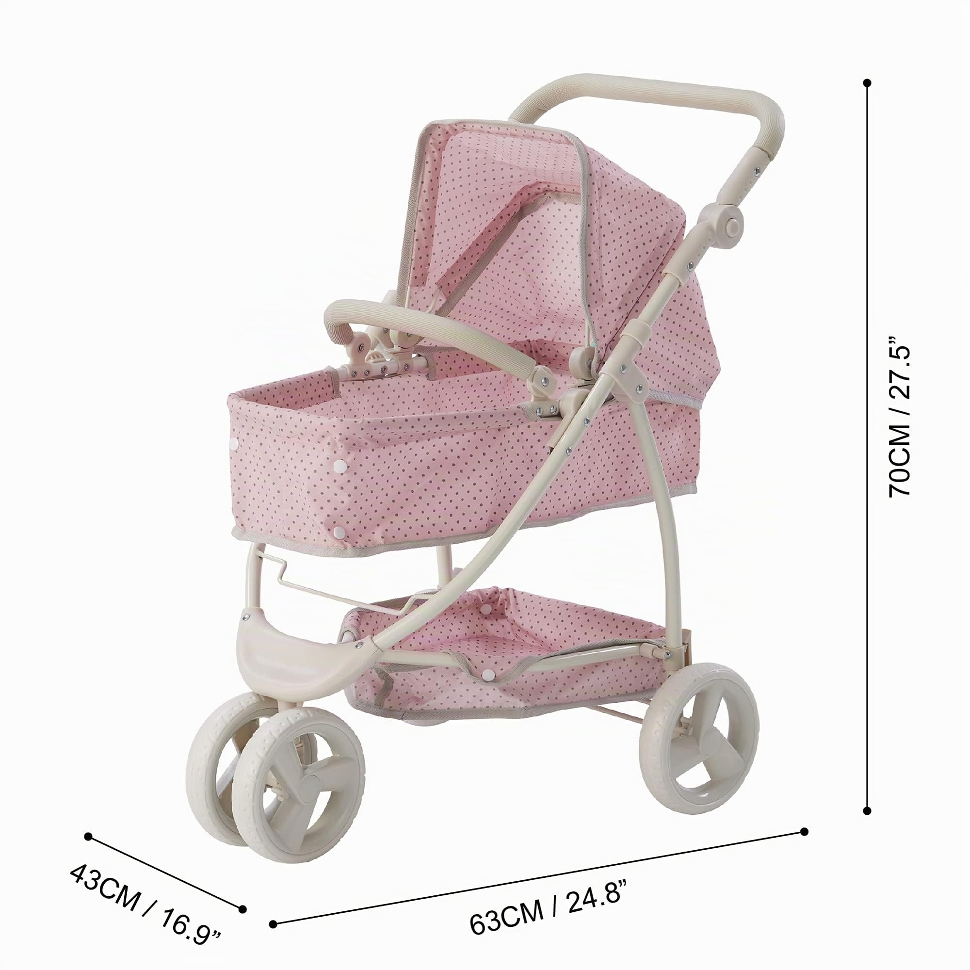 CochecitoRosa y Gris para Muñecas 2 in 1 Olivias Little World OL-00009