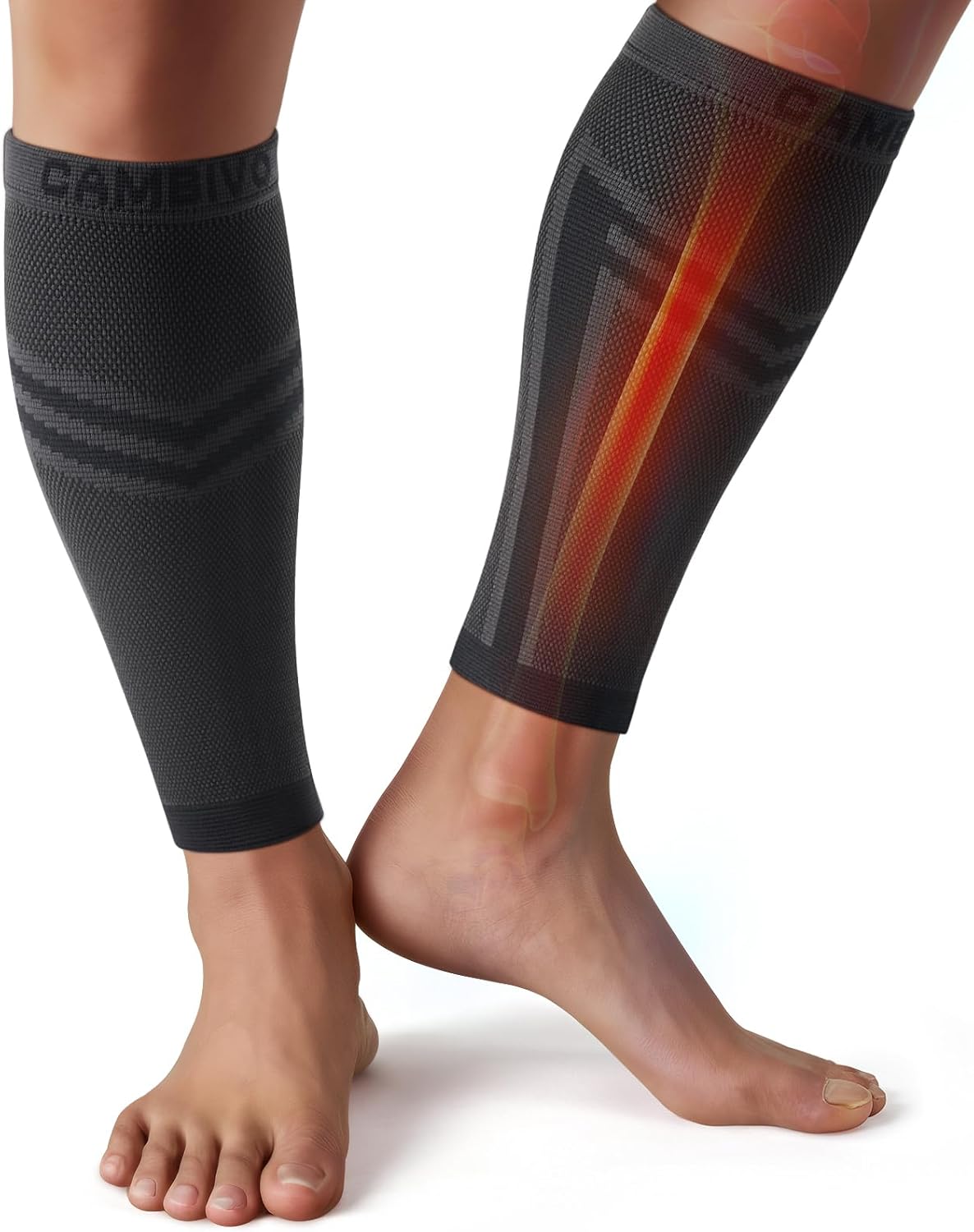 CAMBIVO Polpaccera Compressione Uomo Donna x2, Calze Compressione Graduata, Gambaletti Compressione, Calze Elastiche Contenitive per Sport, Calcio, Corsa, Ciclismo, Circolazione Gambe, Vene Varicose