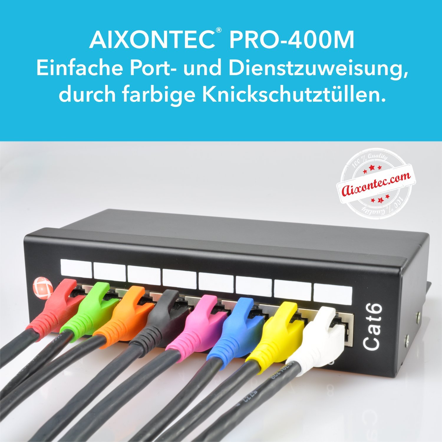 AIXONTEC 25,0 Meter RJ45 Patchkabel CAT6 High Speed LAN Netzwerk Gigabit Ethernet Kabel geschirmt halogenfrei blauer Premium RJ45-Stecker 10000 Mbits Draka Gigabit Patch FTP Kabel