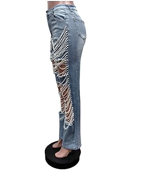 BOKITECAO Womens Jeans Straight Leg High Waisted Ripped
