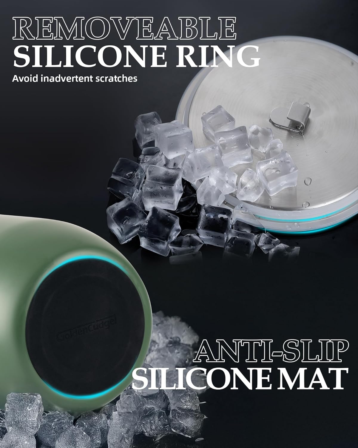 Insulated Ice Bucket, 3L Double Wall Stainless Steel Ice Bucket with Tongs,Lid, Scoop and Strainer, Ice Buckets for Parties,Cocktail Bars, Chilling Beer, Champagne, Wine Bottles,Green - Image 7