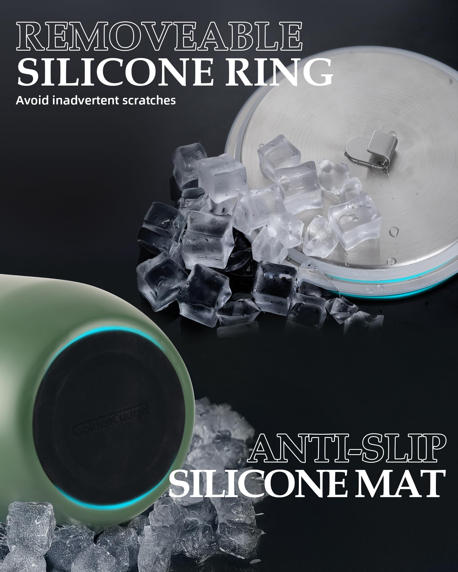 Seau à glace isotherme à double paroi en acier inoxydable de 3 L avec pince, couvercle, cuillère et passoire, seau à glace pour fêtes, bars à cocktails, bière rafraîchissante, champagne