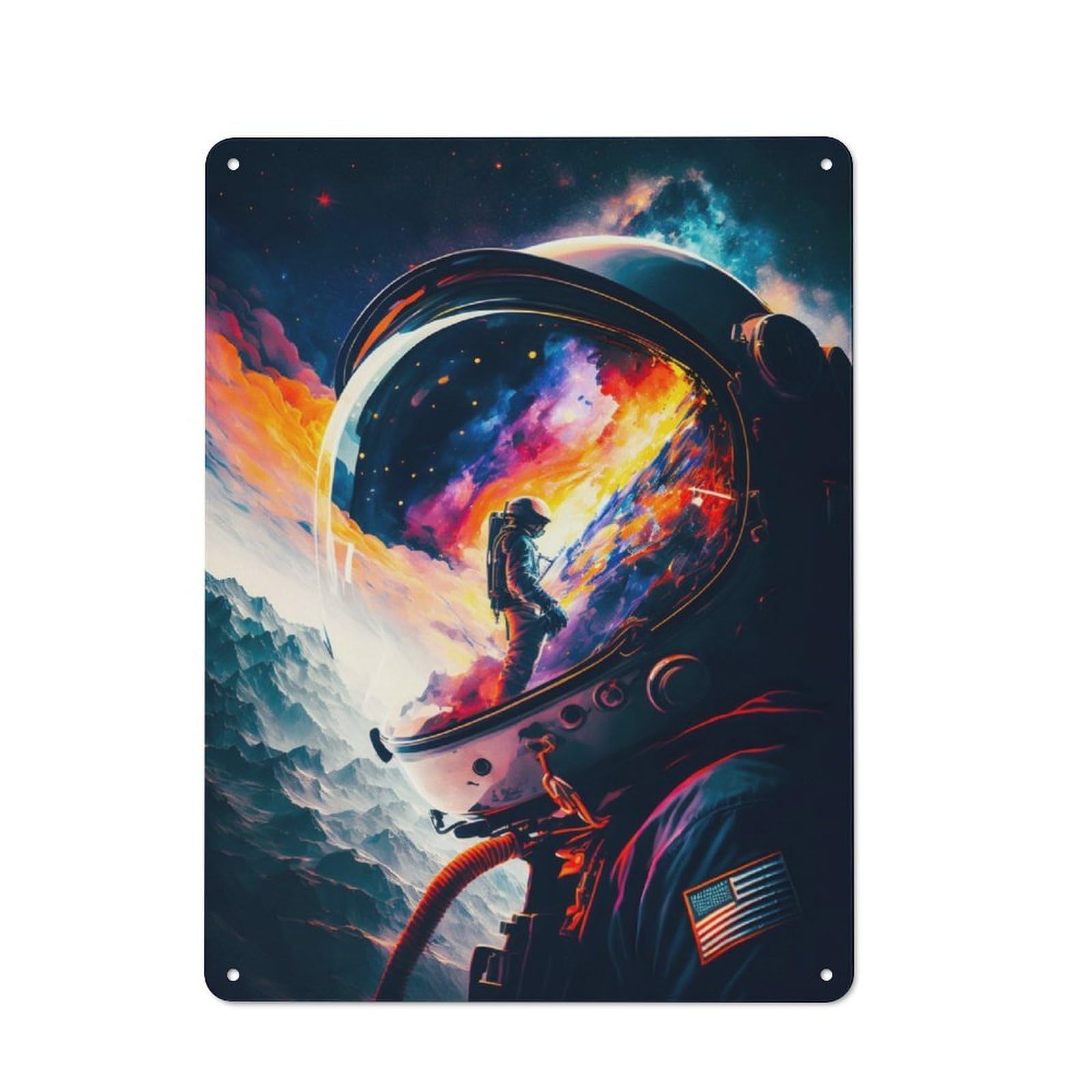 Junmoney Astronaut Portrait 07 Tin Wall Plaque 40X30cm With For Hobby Room Or Studio, For Home Interiors, Feature Walls And Decorative Displays
