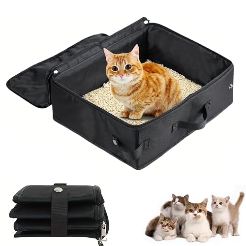 Inodoro plegable para gatos con tapa, impermeable, 40 × 30 × 15 cm