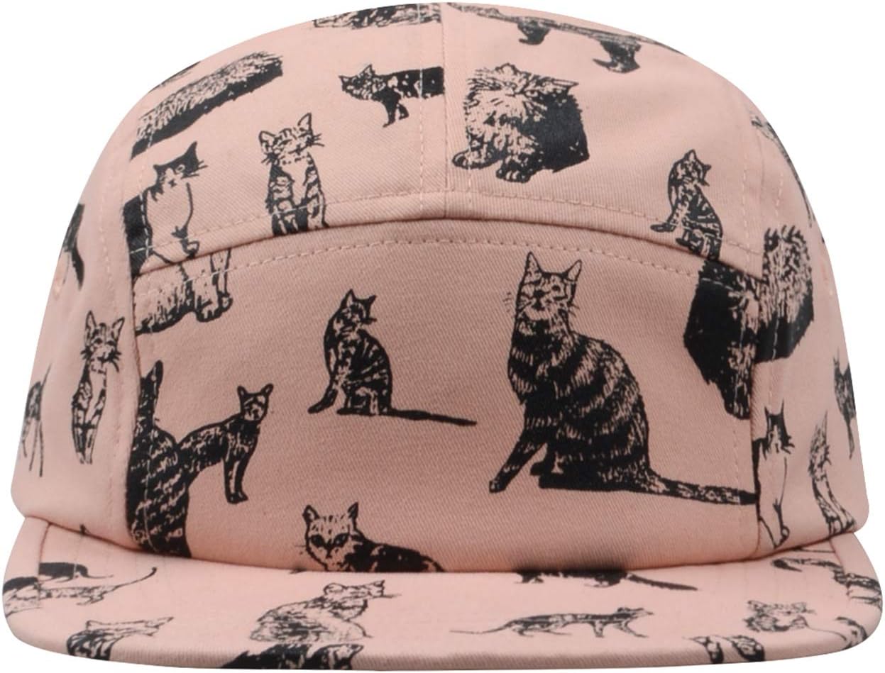 Pet and Wildlife-Themed 5-Panel Camp Caps Cat Dog Dachshund Capybara Opossum Hats for Animal Enthusiasts