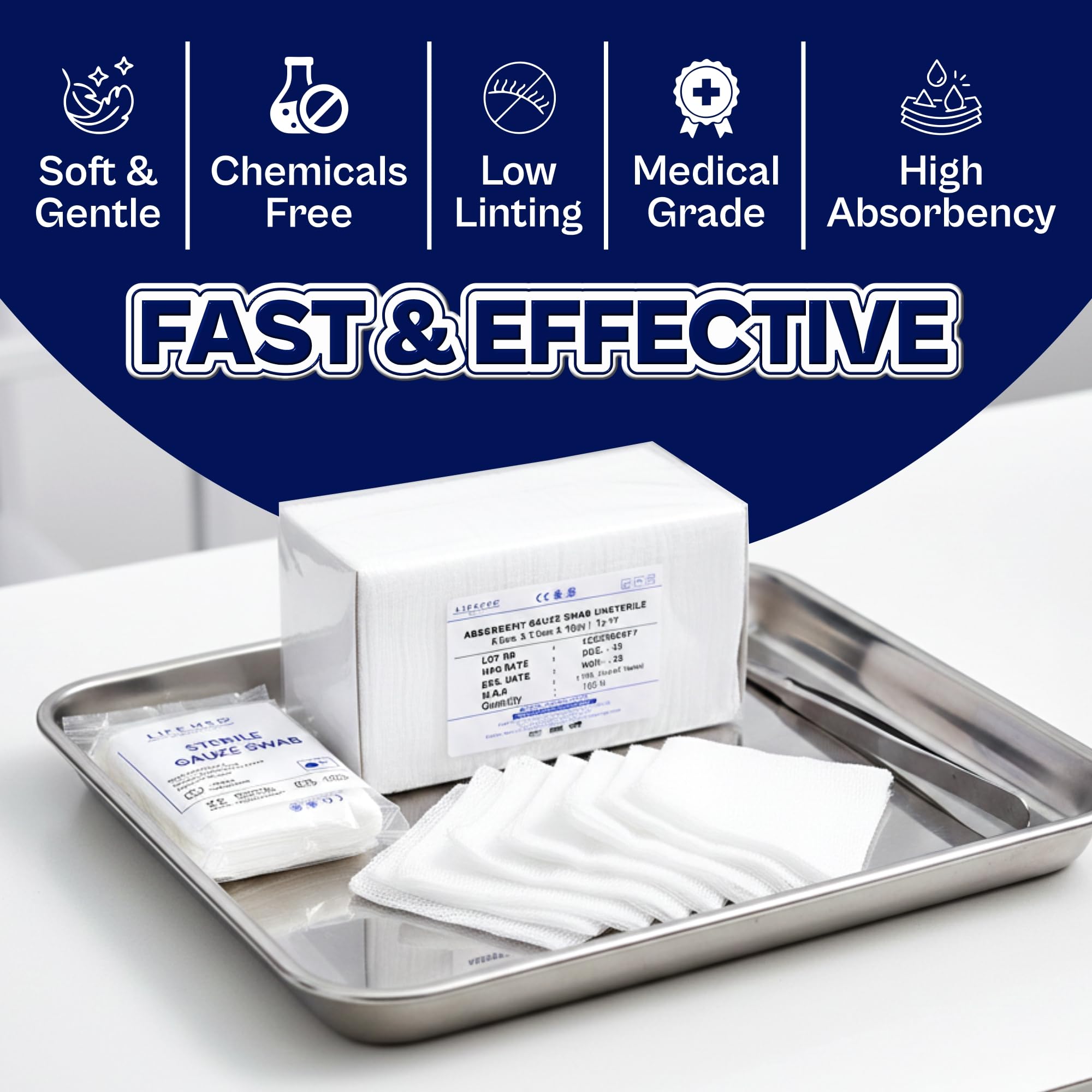 LIFEMED Non-Sterile Gauze Swab 7.5cm x 7.5cm x 12Ply (Pkt of 100 Gauze) 2