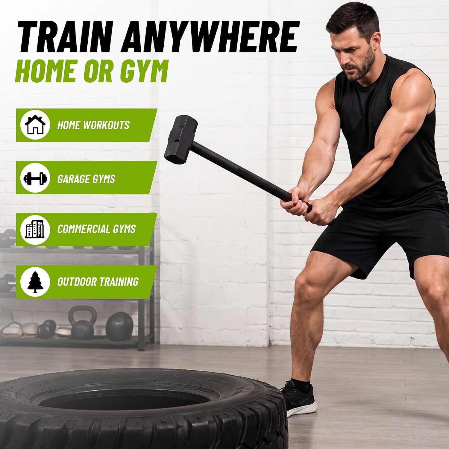 10lb Fitness Hammer, Heavy Duty Workout Sledgehammer for Strength, Steel Construction with Knurled Handle, Explosive and Core Training, Suitable for Home Gym Outdoor Men Women