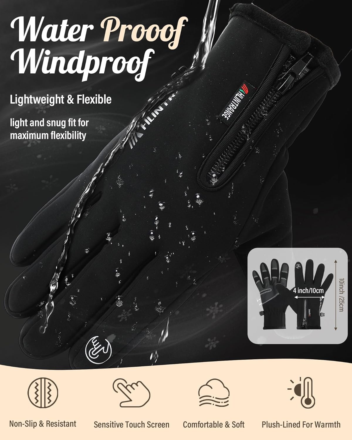 JaGely 6 Pieces Winter Headbands and Glove Set Warm Gift Fleece Lined Ear Muff Touchscreen Waterproof Running Glove Women Man - Image 3