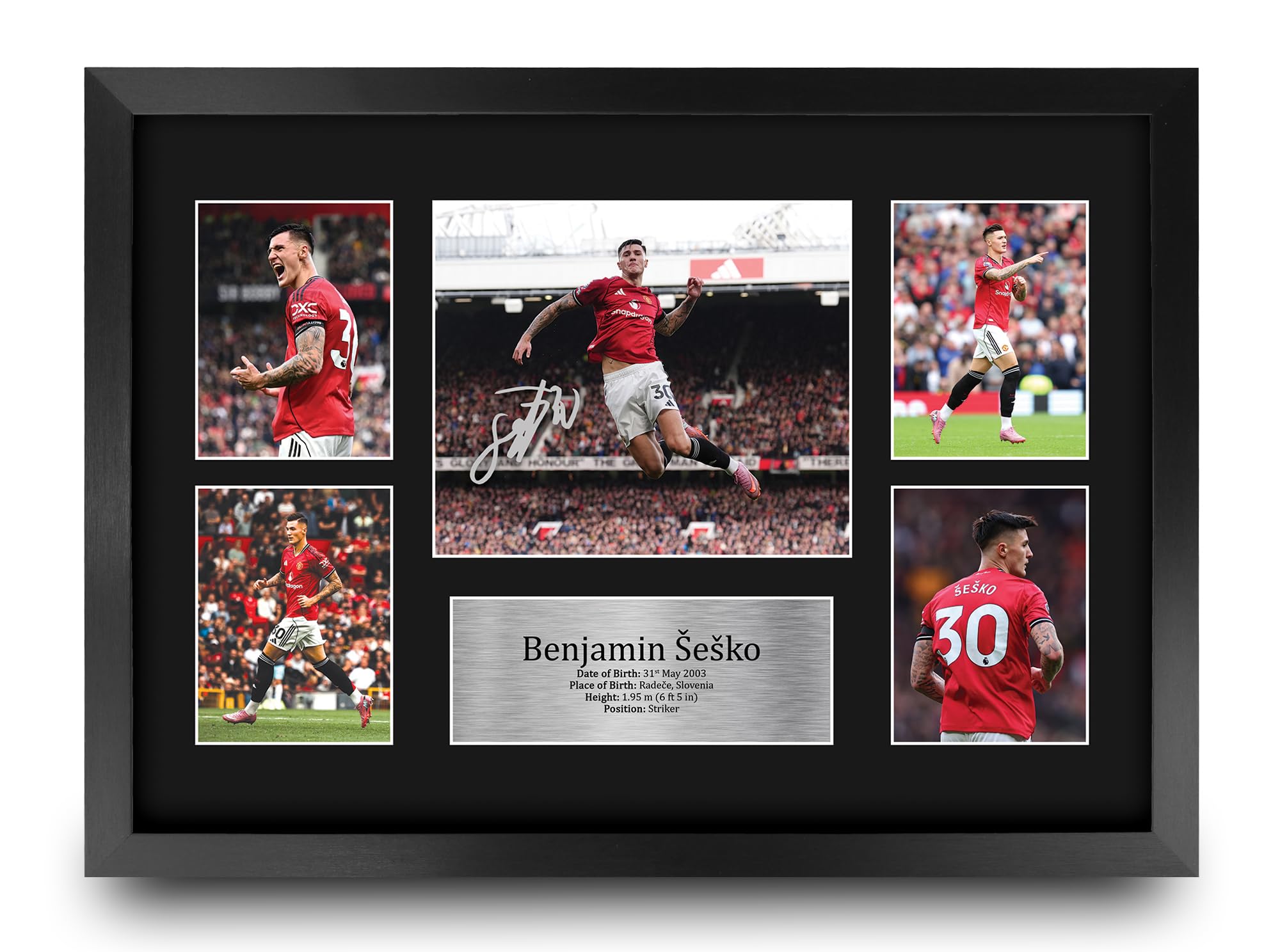 HWC Trading Benjamin Sesko Gifts Printed Signed Autograph Picture for Football Fans and Supporters - A3 Framed