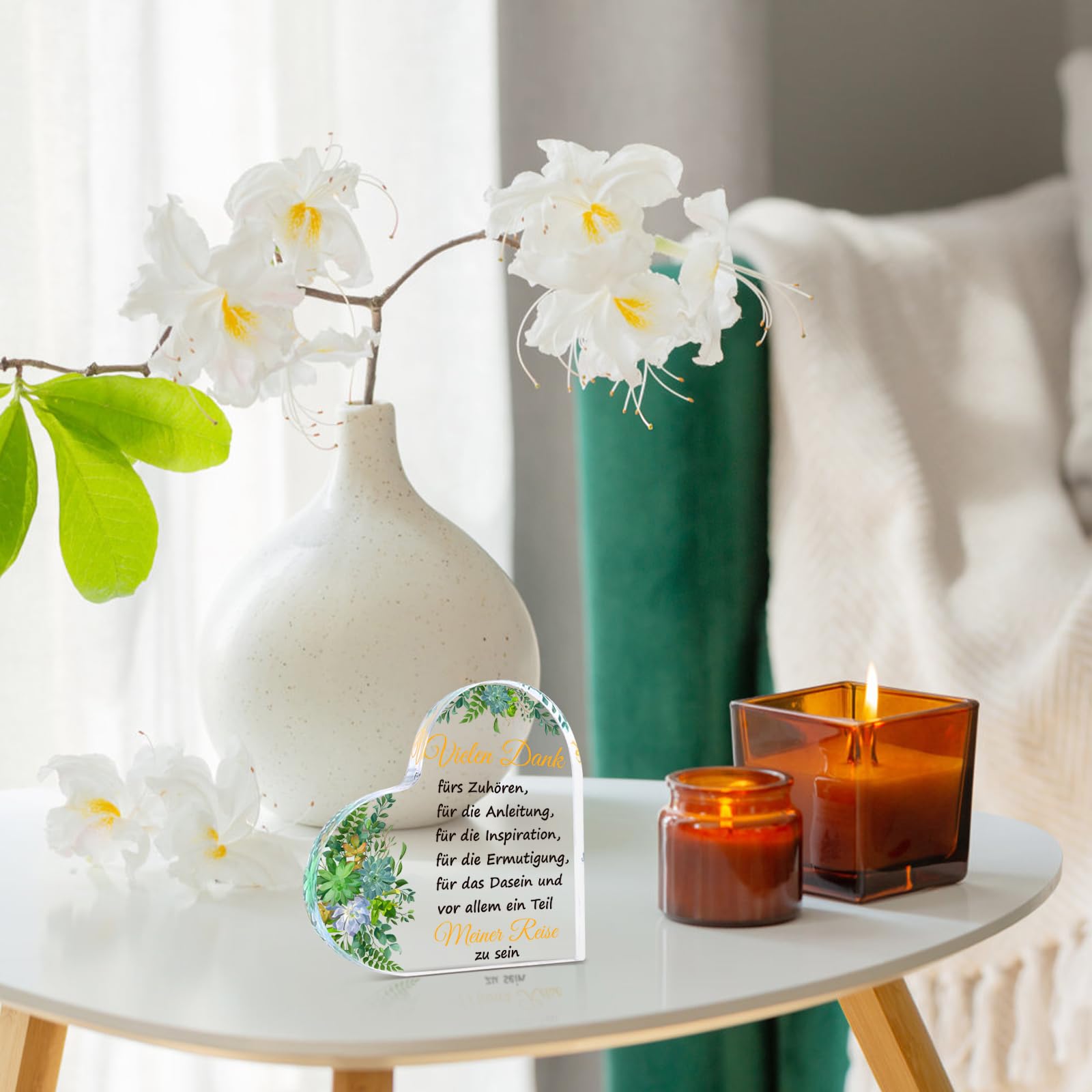 Dankeschön Geschenk Herz | Acryl Dekoration 12x12 Cm | Für Lehrer, Kollegen & Freundinnen